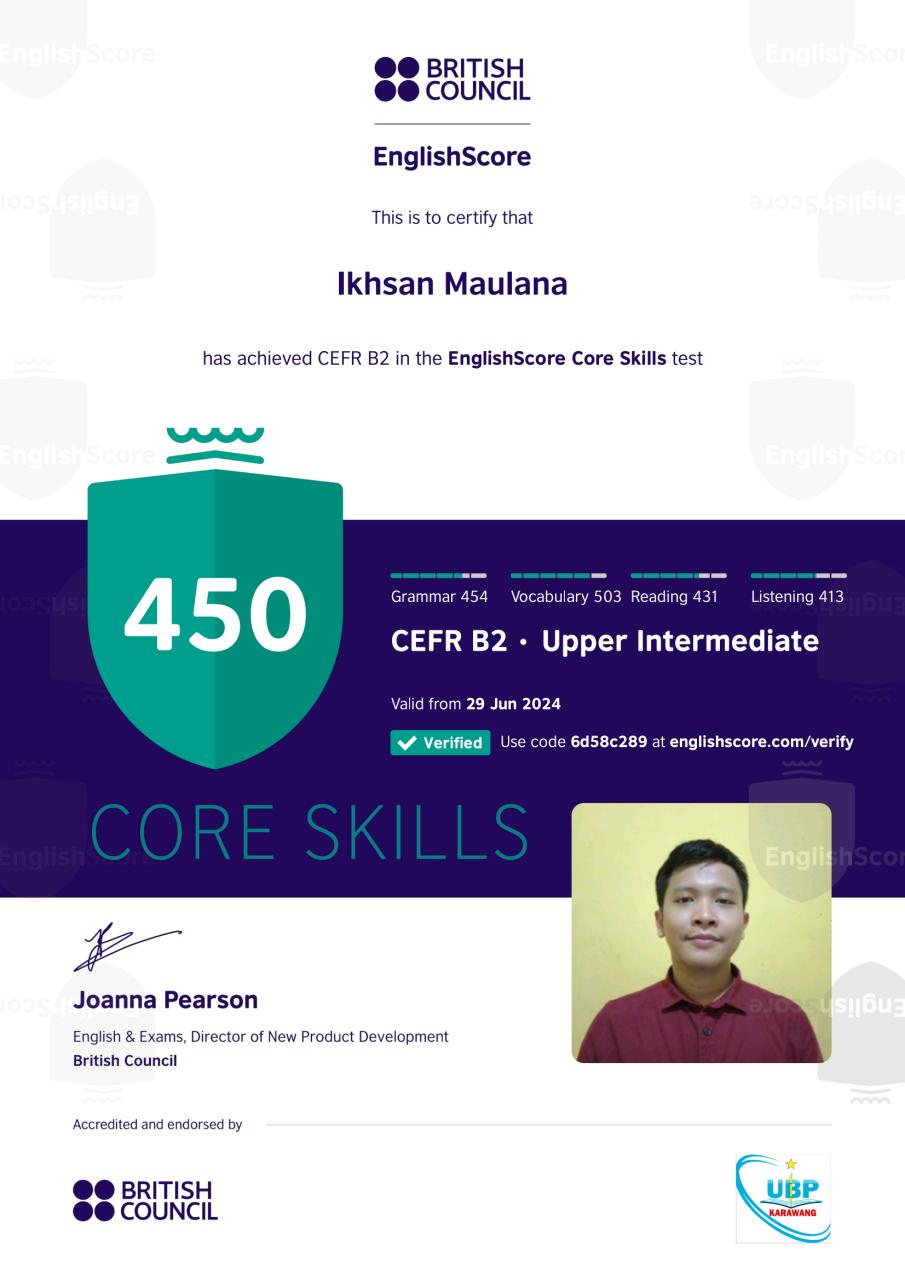 EnglishScore Certificate